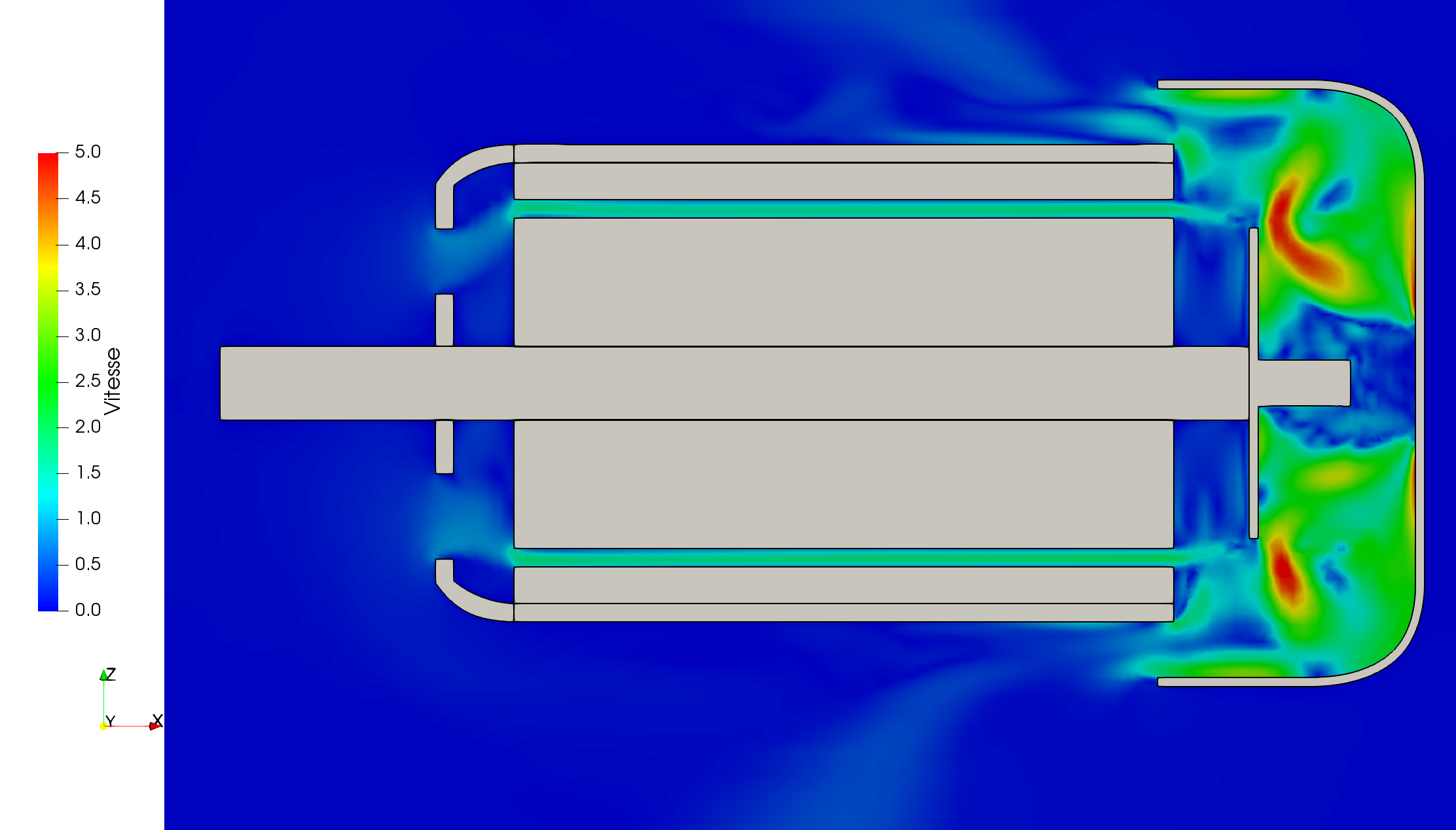 Figure 6 : Vitesse de l’air autour du ventilateur