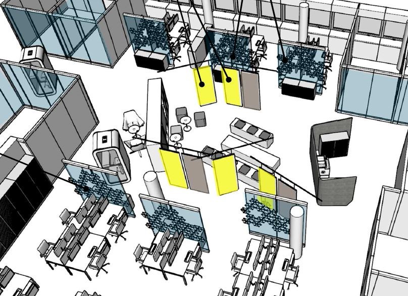 Exemple de proposition 3D – Aménagement d’un plateau de bureaux.