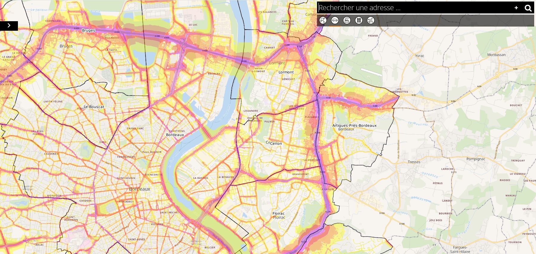 Carte Stratégique BM Carte stratégique interactive https://geo.bordeaux-metropole.fr/cartographie_du_bruit/