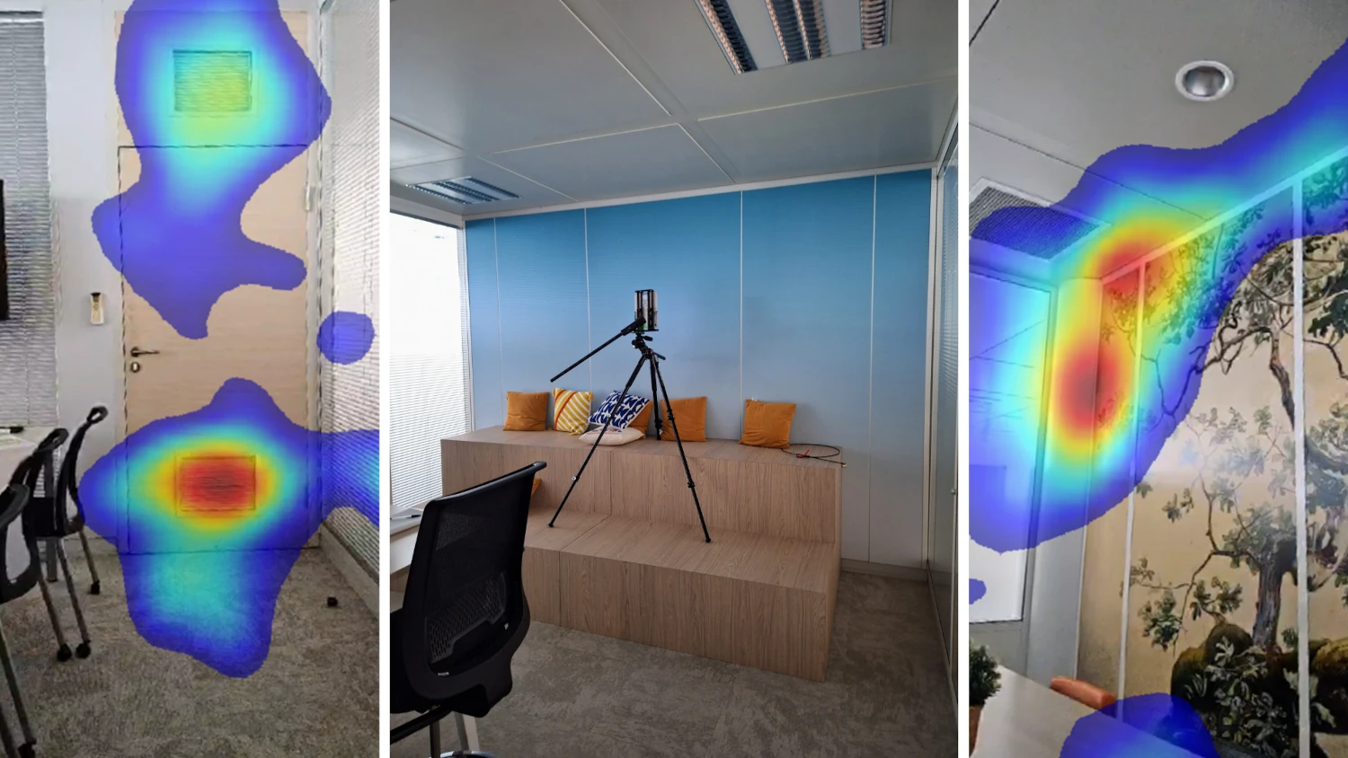 fuites acoustiques des cloisons modulaires grâce à la caméra acoustique